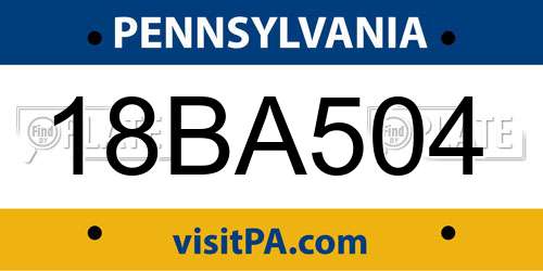 18BA504 Pennsylvania License Plate