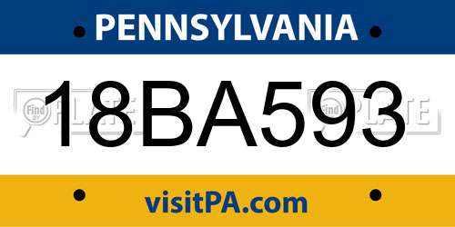 18BA593 Pennsylvania License Plate