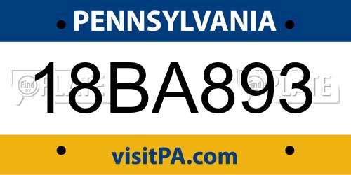 18BA893 Pennsylvania License Plate