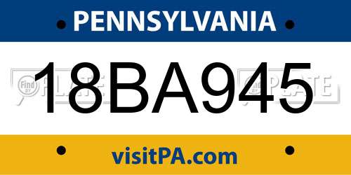 18BA945 Pennsylvania License Plate