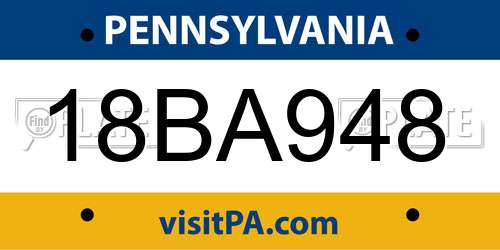 18BA948 Pennsylvania License Plate