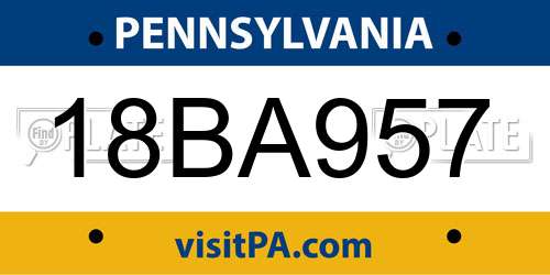 18BA957 Pennsylvania License Plate