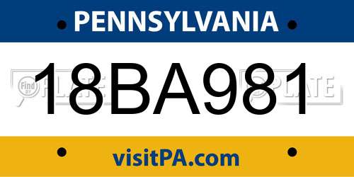18BA981 Pennsylvania License Plate