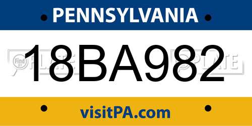 18BA982 Pennsylvania License Plate