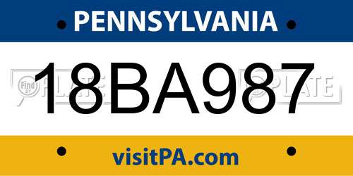 18BA987 Pennsylvania License Plate
