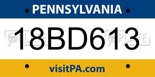 18BD613 Pennsylvania License Plate