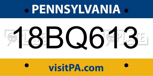 18BQ613 Pennsylvania License Plate