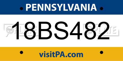 18BS482 Pennsylvania License Plate