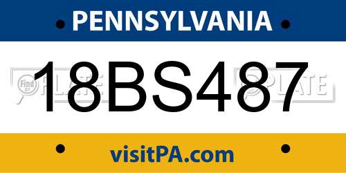 18BS487 Pennsylvania License Plate