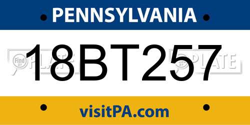 18BT257 Pennsylvania License Plate