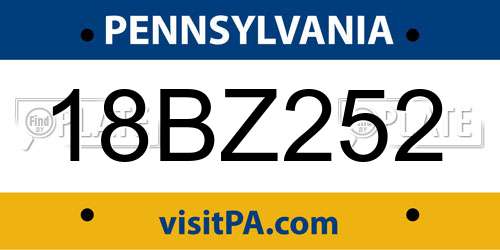 18BZ252 Pennsylvania License Plate
