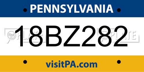18BZ282 Pennsylvania License Plate