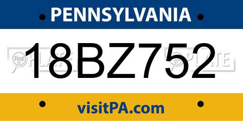 18BZ752 Pennsylvania License Plate
