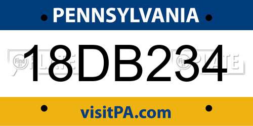 18DB234 Pennsylvania License Plate
