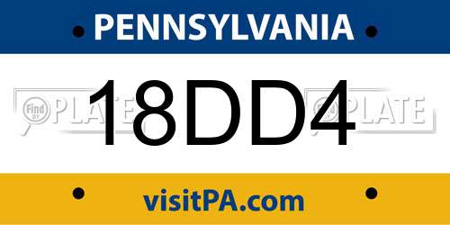 18DD4 Pennsylvania License Plate