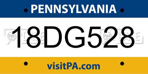 18DG528 Pennsylvania License Plate