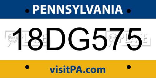 18DG575 Pennsylvania License Plate