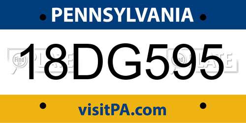 18DG595 Pennsylvania License Plate