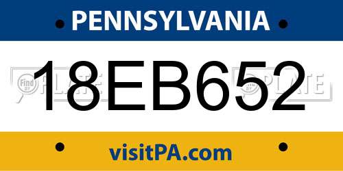 18EB652 Pennsylvania License Plate