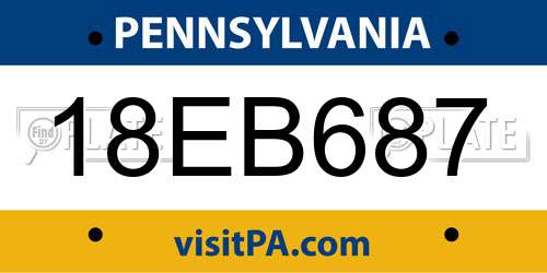 18EB687 Pennsylvania License Plate
