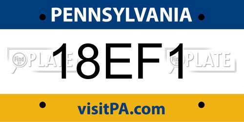 18EF1 Pennsylvania License Plate
