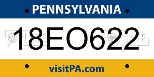 18EO622 Pennsylvania License Plate