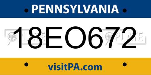18EO672 Pennsylvania License Plate