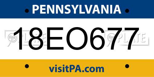 18EO677 Pennsylvania License Plate