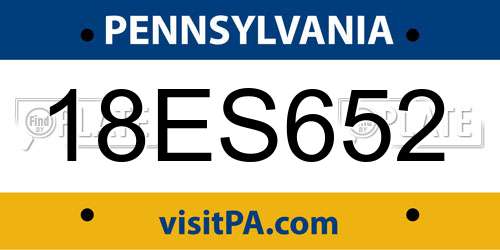 18ES652 Pennsylvania License Plate