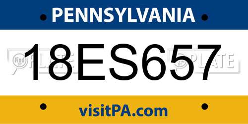 18ES657 Pennsylvania License Plate