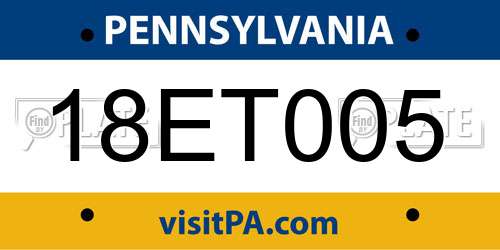 18ET005 Pennsylvania License Plate
