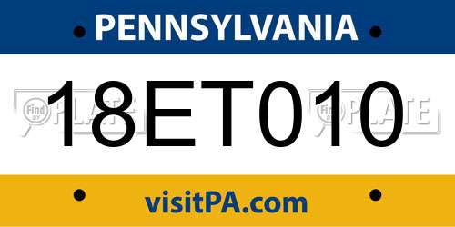 18ET010 Pennsylvania License Plate