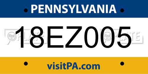 18EZ005 Pennsylvania License Plate