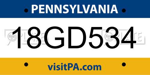 18GD534 Pennsylvania License Plate