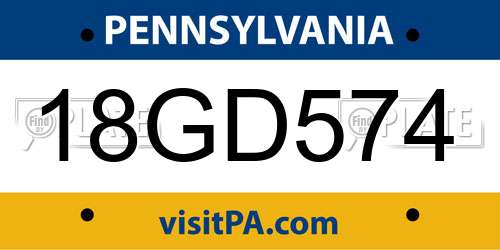 18GD574 Pennsylvania License Plate