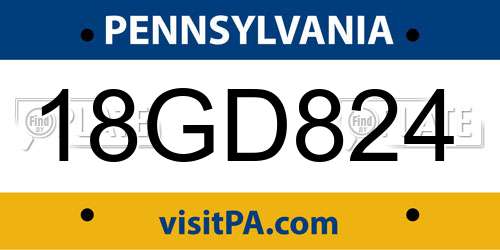 18GD824 Pennsylvania License Plate