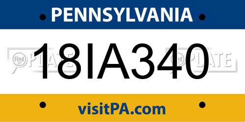 18IA340 Pennsylvania License Plate