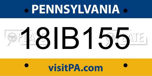 18IB155 Pennsylvania License Plate