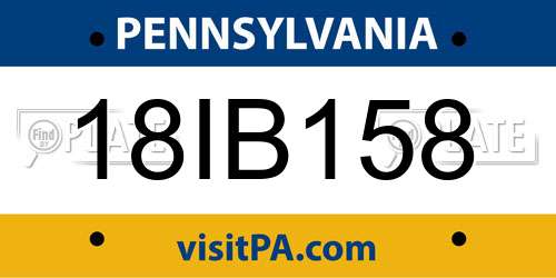 18IB158 Pennsylvania License Plate