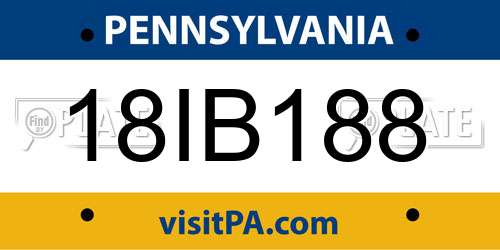 18IB188 Pennsylvania License Plate
