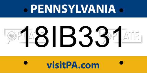 18IB331 Pennsylvania License Plate