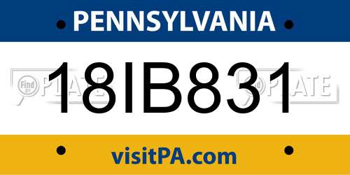 18IB831 Pennsylvania License Plate