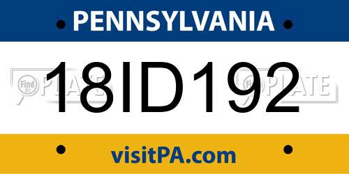 18ID192 Pennsylvania License Plate