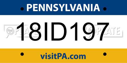 18ID197 Pennsylvania License Plate