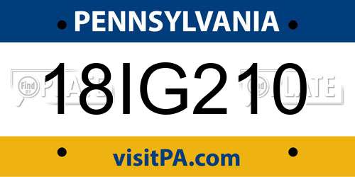 18IG210 Pennsylvania License Plate