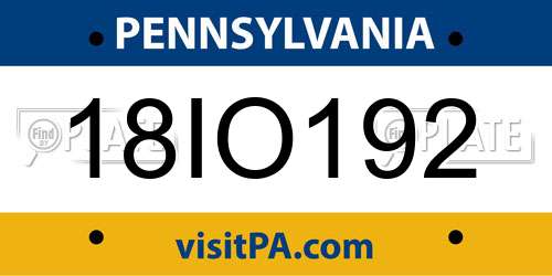 18IO192 Pennsylvania License Plate