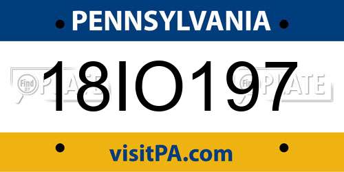 18IO197 Pennsylvania License Plate