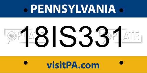 18IS331 Pennsylvania License Plate