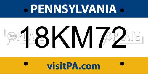 18KM72 Pennsylvania License Plate