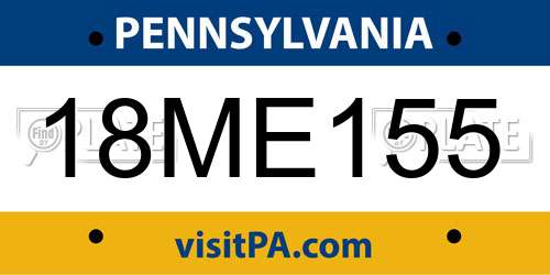 18ME155 Pennsylvania License Plate